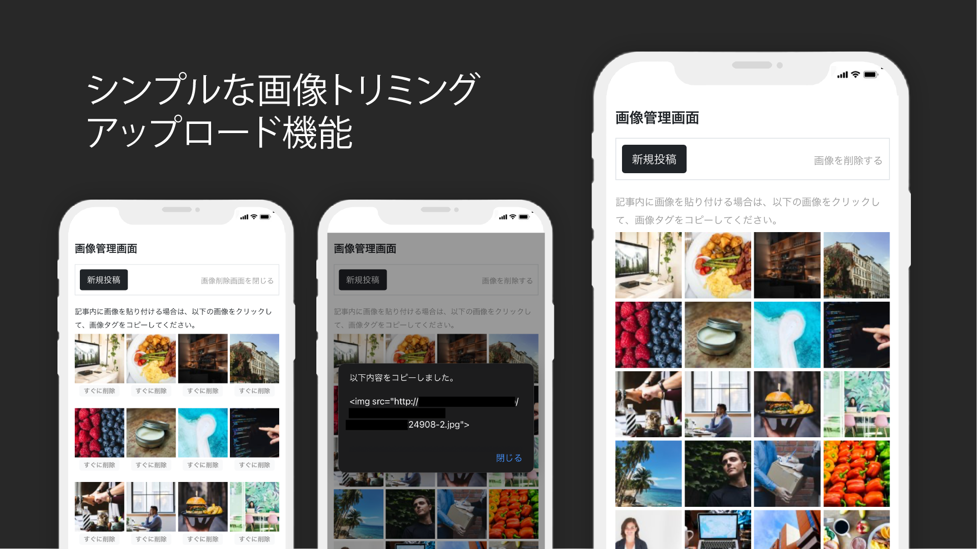 画像の保存（トリミング）システム